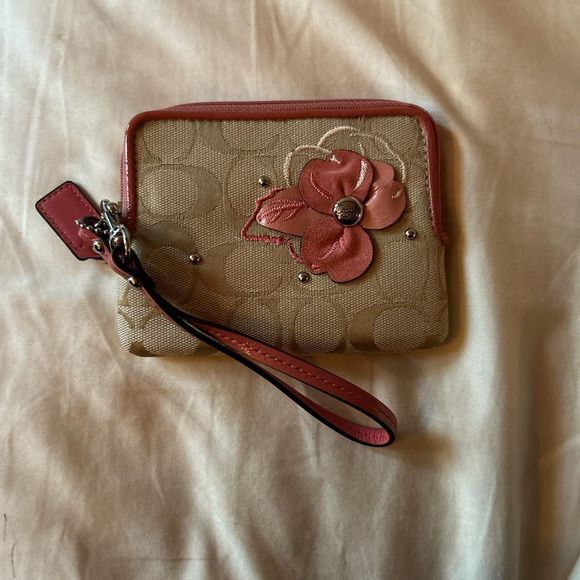 COACH x POPPY - RARE XL Peach Flower Tote and Wallet SET - Picture 6 of 8